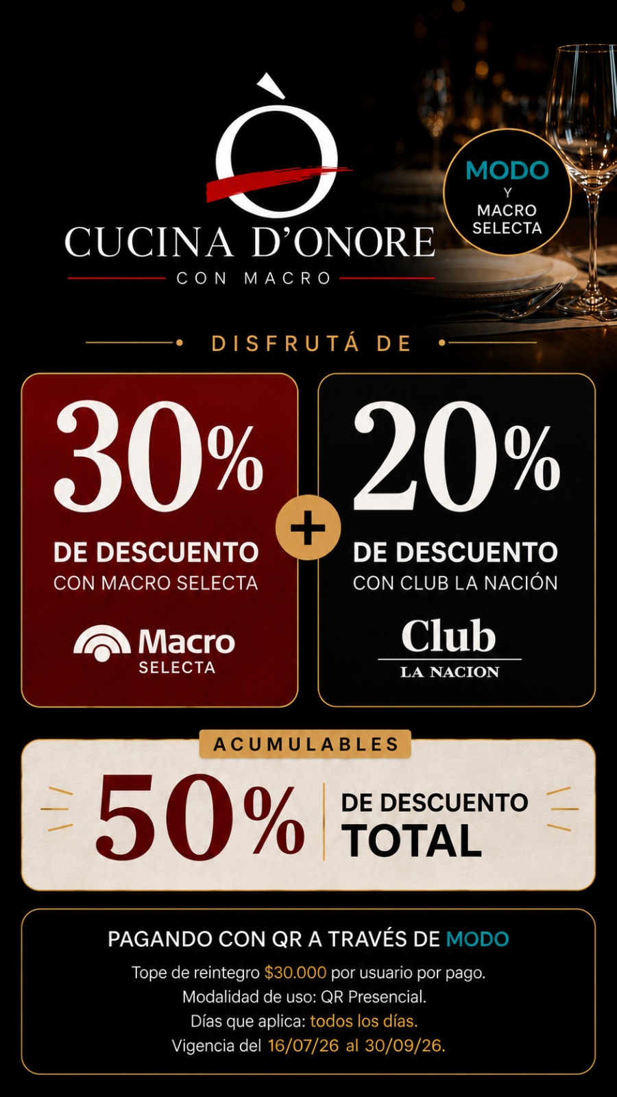 MODO y Macro Selecta - 50% de descuento total